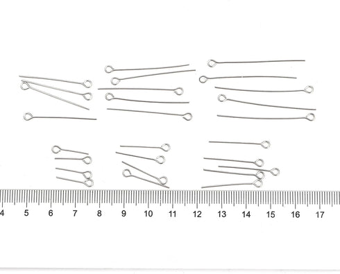 304 Stainless-Steel Eye Pins for Jewelry Making Silver Head Pins 24 Gauge 0.6x15mm 800pcs/Box Open Eye Pins for DIY Making Earring Necklace Bracel...
