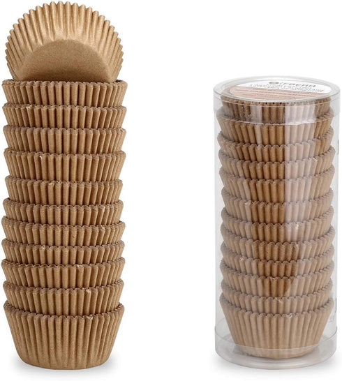 Gifbera Natural Mini Cupcake Liners Odorless Greaseproof Paper Muffin Baking Cups 300-Count, Natural Color...