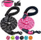 2 Pack Dog Leash 5 FT Thick Durable Nylon Rope - Comfortable Padded Handle Reflective Rope Dog Leash for Medium Large Dogs with Collapsible Pet Bo...