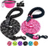 2 Pack Dog Leash 5 FT Thick Durable Nylon Rope - Comfortable Padded Handle Reflective Rope Dog Leash for Medium Large Dogs with Collapsible Pet Bo...
