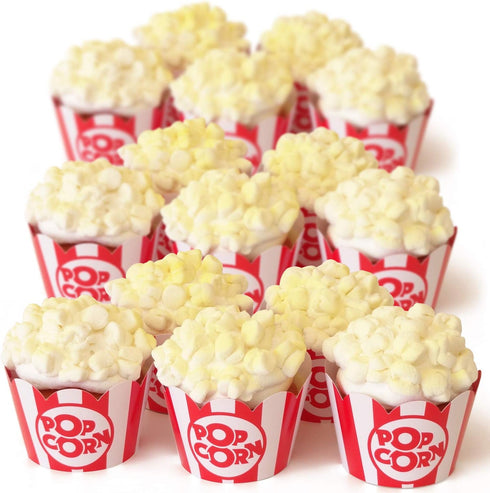 Popcorn Cupcake Wrappers, Red and White Striped - Circus Party Supplies, Carnival Decorations, and Movie Night Theme - Set of 48 for Birthday Part...