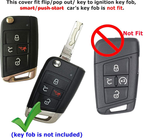 2x Coolbestda Rubber Folding 4B Key Fob Cover Glove Protector Case Accessory for 2020 2019 2018 2017 VW Golf Alltrack Sportwagen GTI Tiguan Atlas ...