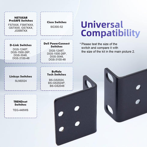 19" Rack Mount Kit for 17.3 inch Wide Switches, Compatible with Select Buffalo Tech, Dell, Cisco, D-Link, NETGEAR, Linksys and TRENDnet Products...