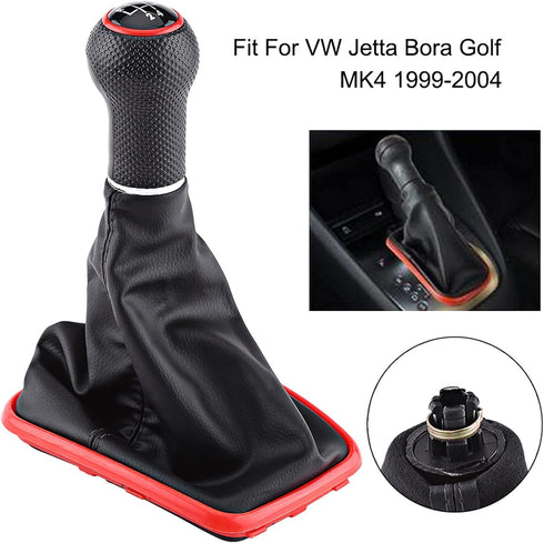 5 Speed Car Gear Shift Knob Manual/Auto Gear Shift Knob Boot Dust Boot Cover Replacement Compatible with MK4 1999-2004...