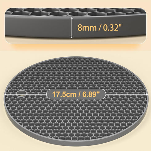 Ultra Thick 8mm Silicone Trivets for Hot Dishes Pots and Pans, Silicone Trivet Mat Hot Plates to Protect Table, Silicone Hot Pads for Kitchen Coun...