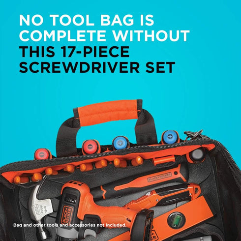 BLACK+DECKER Magnetic Screwdriver Set, 17-Piece (BDHT65003)...