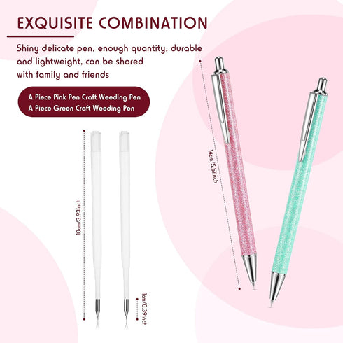 Epakh 2 Pieces Weeding Pen Vinyl Pen Pin Weeding Tool Fine Point Glitter Metal Vinyl Air Release or Car Puncturing Installation Retractable Craft ...