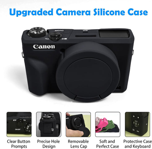 Case for Canon Powershot G7 X Mark III Digital Camera, Soft Silicone Protective Cover with Button Marker Removable Lens Cover for Canon Powershot ...