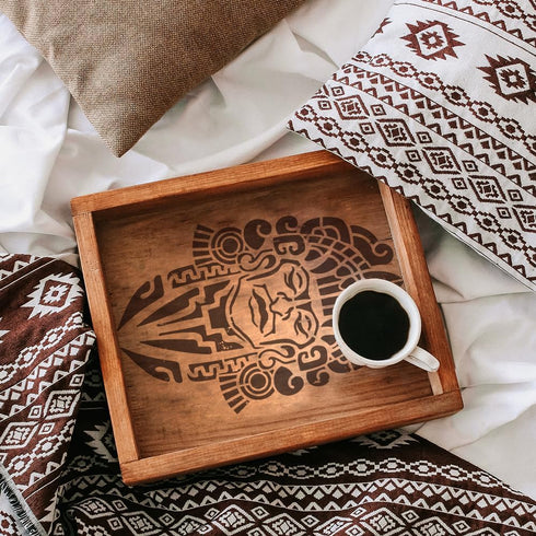 FINGERINSPIRE Mayan Face Stencil 8.3x11.7" PET Tribal Themes Painting Stencils Reusable Aztec Mexico Face Drawing Stencils Wall Hollow Out Sprayin...