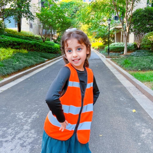 High Visibility Kids Safety Vest,Toddler Safety Vest,Reflective Vest Kids,Toddler Construction Vest For Cycling &Running,Orange XS...