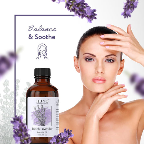 HBNO® California Bottled Dutch Lavender Essential Oil 4 fl oz (120ml) - Natural Lavender Oil for Skin, Perfect for Cleaning, Aromatherapy, DIY & D...