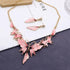 HSQYJ Fashion Color Enamel Crystal Leaf Statement Jewelry Set Elegant Floral Plant Rhinestone Pendant Necklace and Dangle Earrings for Women Gifts...