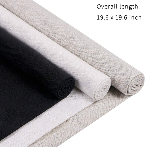 Linen Needlework Fabric, Kissbuty 6 PCS Linen Fabric Cloth for Garment Craft Flower Pot Decoration Embroidery Cross Stitch Cloth, 19.6 by 19.6 Inc...
