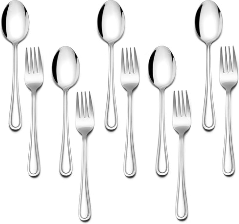 E-far 10-Piece Toddler Utensils, Kid Stainless Steel Silverware Set, Children Safe Forks and Spoons Set for Self Feeding, Healthy & Non-Toxic, Mir...