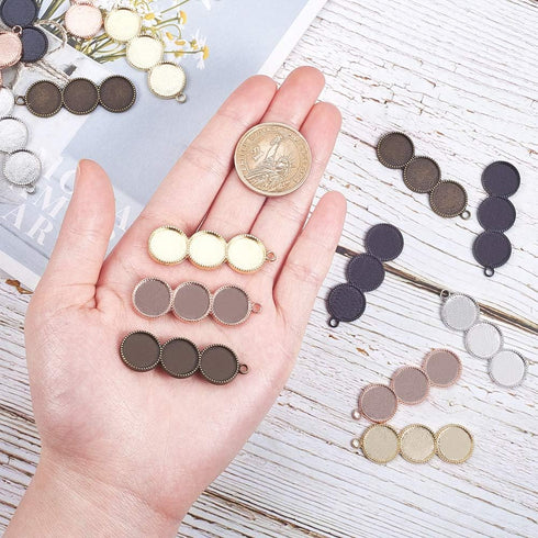 PH PandaHall 40 Sets 3-Consecutive Earring Blanks, 40pcs 8 Colors Round Earring Bezel Trays Backs Base Blank, 120pcs Glass Cabochon Dome Tiles and...
