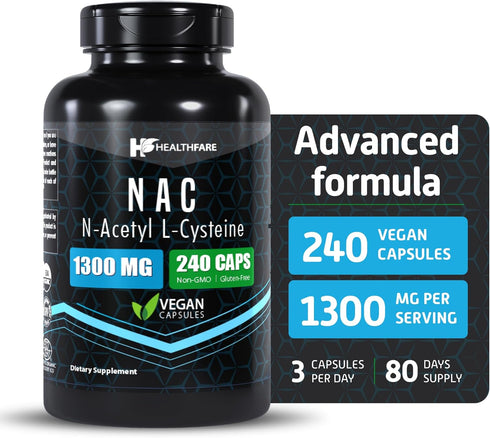 N-Acetyl L-Cysteine (NAC) | 1300mg | 240 Capsules | Traditional Herb Supplement for Prostate and Urinary Health...