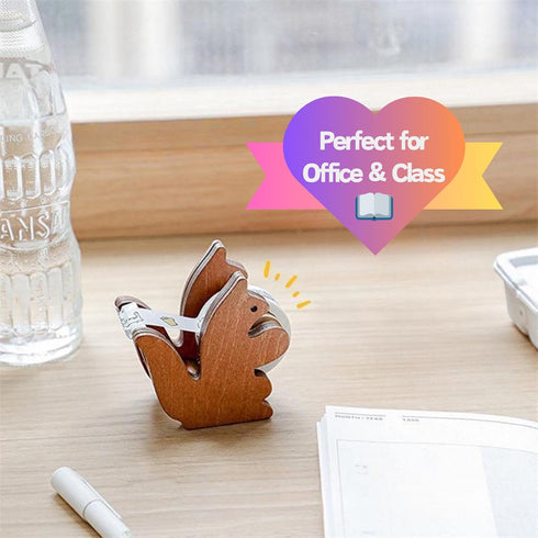 Clear Tape Dispenser - Wooden Squirrel Cute Design for Office & School Desktop - 1/2" x 250 in Tape Included...