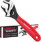 6" Adjustable Wrench Pipe Spanner: Wide Jaw Black Oxide Wrench With Cushion Grip, Laser Marked Metric & SAE Scales, CR-V Steel, for Professionals...