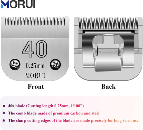 40 Cut Length 1/100"(0.25mm) Detachable Pet Dog Clipper Blades UltraEdge Series Compatible with Most Andis,Oster A5 Wahl KM Series Clippers...