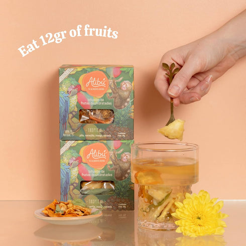 Alibú Dried Fruit Tea Infusions - Tropical - Naranjilla, Mango, Pineapple – Certified Vegan, 100% Natural, Hot or Iced, Caffeine Free, Eat and Dri...