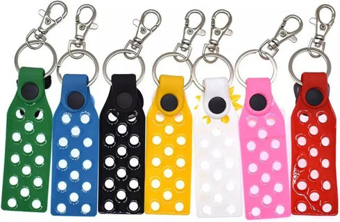 Shoe Charm Keychain Holder for Jibbutz Compatible with Croc Shoe Charms | 7 pk 1 each color | Black, Red Green, Green, Blue, Yellow, Pink, White T...
