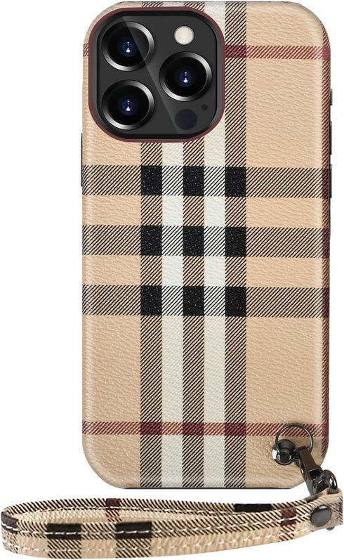 for iPhone15 Pro Case with Cutouts, Fits iPhone15 Pro(6.1"), iPhone 15 Pro Leather Case, with Wrist Strap + Camera Lens Protectors,iphone15 Pro ca...