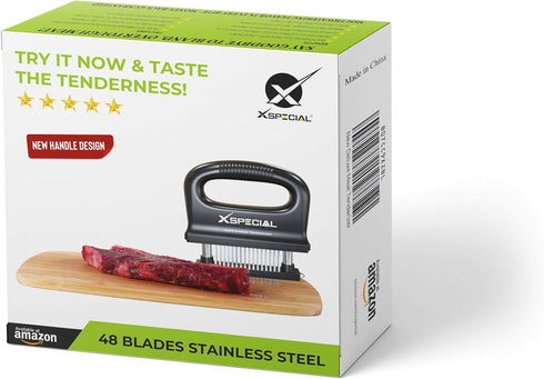 DELUXE MEAT TENDERIZER TOOL 48-BLADE | Turn Tough Cuts into Family Favorites | Professional-Grade Stainless Steel Needle | Unlock Restaurant-Quali...