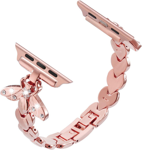 SaNgaiMEi Bling Band Compatible with Apple Watch Band 45mm 44mm 42mm 41mm 40mm 38mm, Stainless Steel Women Sparkle Diamond Rhinestone Wristband St...