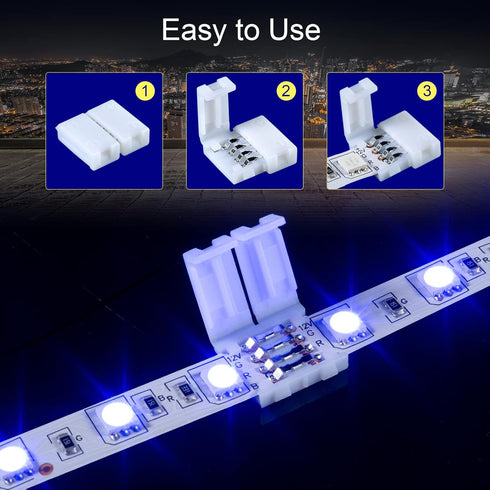 10PCS LED Strip Connectors - LED Light Connectors, 4 Pin 10mm LED Connectors for Strip Lights, LED Light Strip Connectors, LED Strip Light Connect...