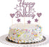 Purple Glitter Happy 10th Birthday Cake Topper with Cupcake Toppers - 10th Birthday Cupcake Decoration, 10th Birthday Cake Decor for Boys or Girls...