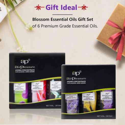 Blossom Essential Oils Set, 6x15ml Aromatherapy Oil Kit for Diffuser, Humidifier, Air Purifier- Aqua Lily, Water Hyacinth, Jasmine & Camellia, Eng...