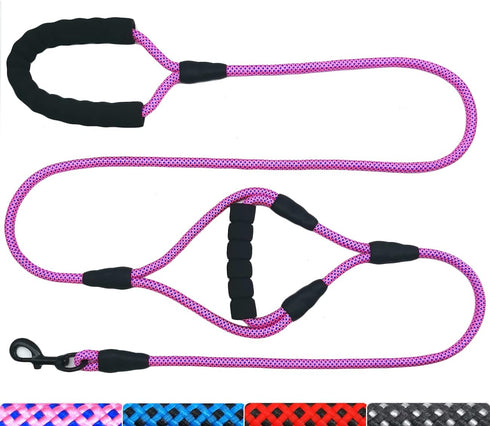 MayPaw 7 Foot Double Handle Dog Leash, Rope Dog Leash with Traffic Handle, Padded Two Handle Dog Leash for Safety Control Training and Walking for...