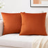 Mixhug Set of 2 Cozy Velvet Square Decorative Throw Pillow Covers for Couch and Bed, Burnt Orange, 18 x 18 Inches...