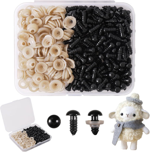 Vanblue Safety Eyes 260PCS 6mm Plastic Black Craft Eyes with Washers Teddy Bear Eyes for Amigurumi Stuffed Animals Crochet Toys Crafts Making Hall...