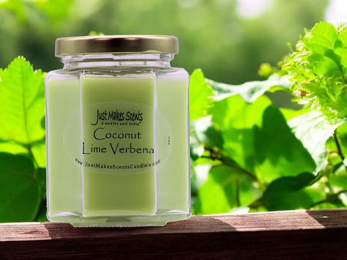 Coconut Lime Verbena Scented Blended Soy Candle | Soft Floral Spring Fragrance | Hand Poured in The USA by Just Makes Scents...