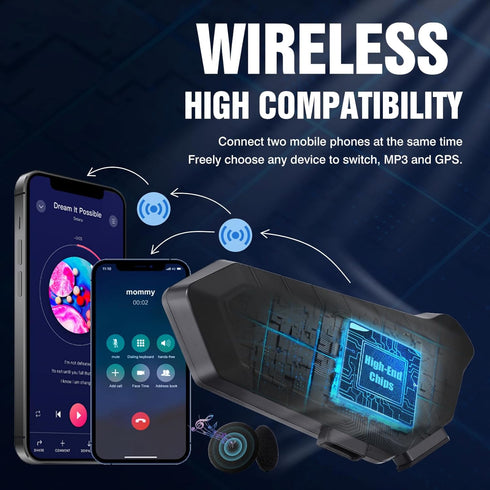 Motorcycle Helmet Speakers High Battery Life Helmet Headphone IPX6 Automatic Answer/Call Music Control/Intelligent Noise/Wake up Siri, 2 Different...