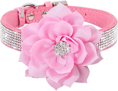 Cute Dog Collar with Bling Rhinestone, Fancy Crystal Diamond Glitter Pretty Jewel Soft Cat Collars for Small Medium Large Breed Dogs Girl Female P...