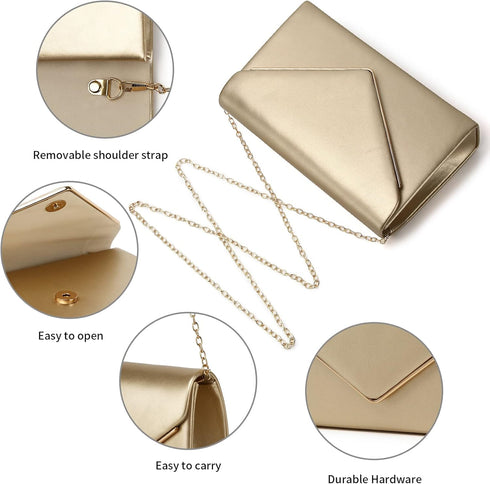 Labair Chic Vegan Leather Clutch Bag Envelope Clutch Purses for Women Evening Wedding Formal Party Handbag....