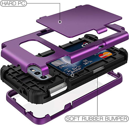 WeLoveCase Galaxy S10e Wallet Case Built in Screen Protector S10e Defender Wallet Card Holder Cover with Hidden Mirror 3 Layer Shockproof Heavy Du...