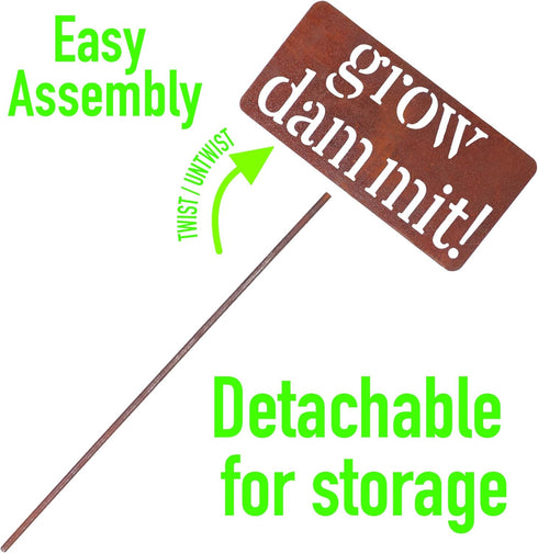 Island Genius Grow Dammit Funny Garden Décor Sign Gardening Gifts for Women and Men Who Love Plants, Alloy Steel...