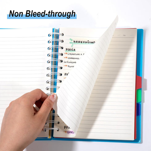 Yoment 5 Subject Notebook College Ruled Spiral Notebook 5x7 with Removable Dividers 270 Pages Notebooks for Work Multi Subject Notebook with 5 Tab...