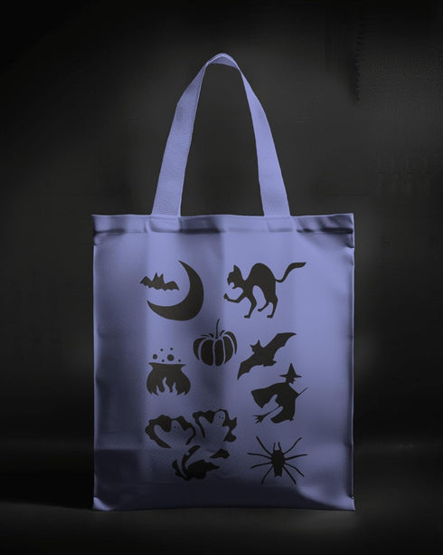 Reusable Halloween Theme Stencil 8.5" x 11" - Bat, Cat, Pumpkin, Witch Design for Spooky Crafts...