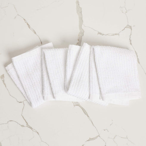 Bar Mop Kitchen Bathroom Cleaning Towels, Set of 6, Size 16” x 19”, First Quality, 100% Cotton, Brilliant White Color, Machine Washable...