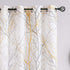 FMFUNCTEX Linen Semi Sheer Curtains for Bedroom, Yellow White Curtains 45 Inches Long for Living Room, Grey Tree Branch Print Curtain Light Filter...
