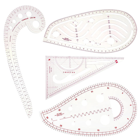 4 PCS Sewing Ruler Clear Metric French Curve Ruler - Flexible Plastic Sewing Measure Tool for Pattern Making & Design DIY Dress Clothing, Ideal fo...