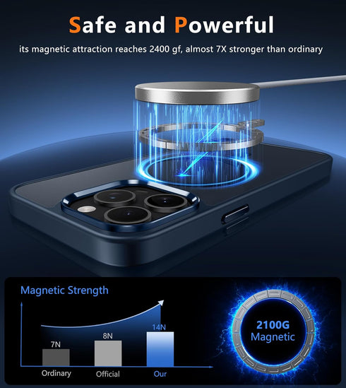 FNTCASE for iPhone 15 Pro-Max Case: Strong Magnetic Phone Case with Screen Protector | Camera Protector Translucent Matte Slim Shockproof Military...