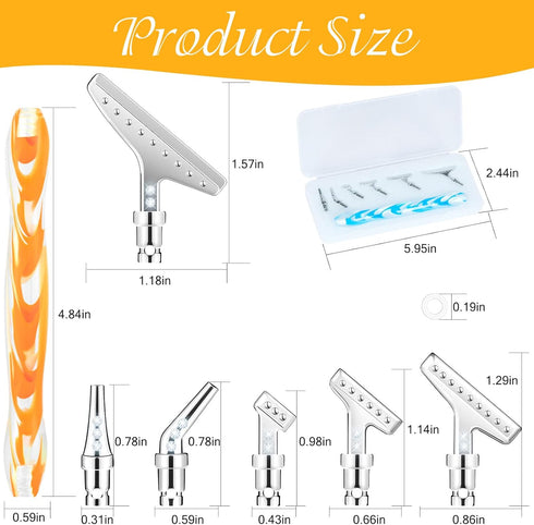 Sonsage Diamond Art Painting Resin Pen DIY 5D Orange Diamond Art Accessories and Tools Metal Tips Ergonomic Multi Refillable Applicator Holder Sup...