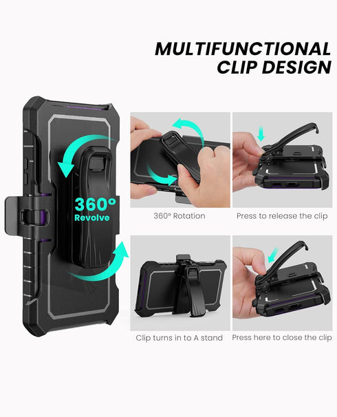 for Samsung Galaxy S22-Plus Case: ShockProof Durable S22+ Cell Phone Cover with Built-in Kickstand | TPU Bumper Textured | Full-Body Protective Ru...