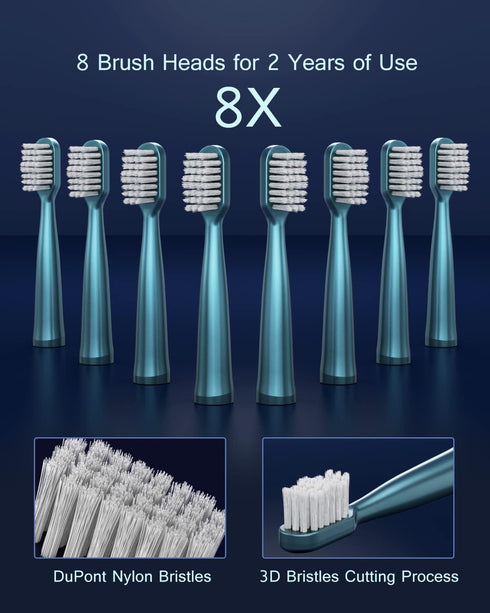 USB Rechargeable Sonic Electric Toothbrush for Adults, Powered Motor High Vibration Teeth & Gum Care, Soft Dupont Brush Heads, 2 Minutes Timer 5 M...