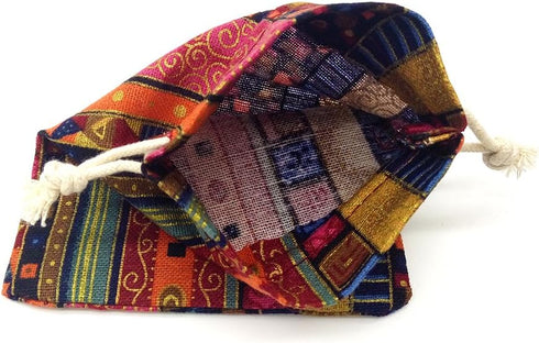 12pc Egyptian Style Jewelry Coin Pouches Aztec Print Drawstring Gift Bag Party Accessories Brocade Cotton Sachet Candy Present Pouch Travel Purse ...